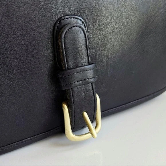 Vintage Coach Black Leather Crossbody Saddle Pouch Bag 9590 Made In NYC '80's - Picture 3 of 16